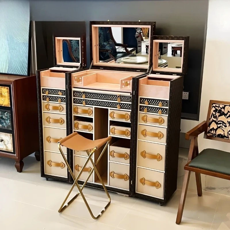 Retro French dresser integrated chest multi-functional folding storage jewelry