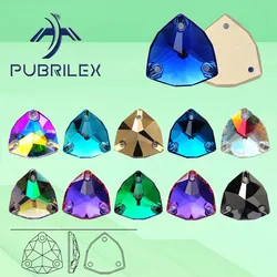 PUBRILEX Wholesale Glass K9 Strass Edges with Chamfers Trilliant Flatback Sew On Rhinestone For Clothes Dress Shoes