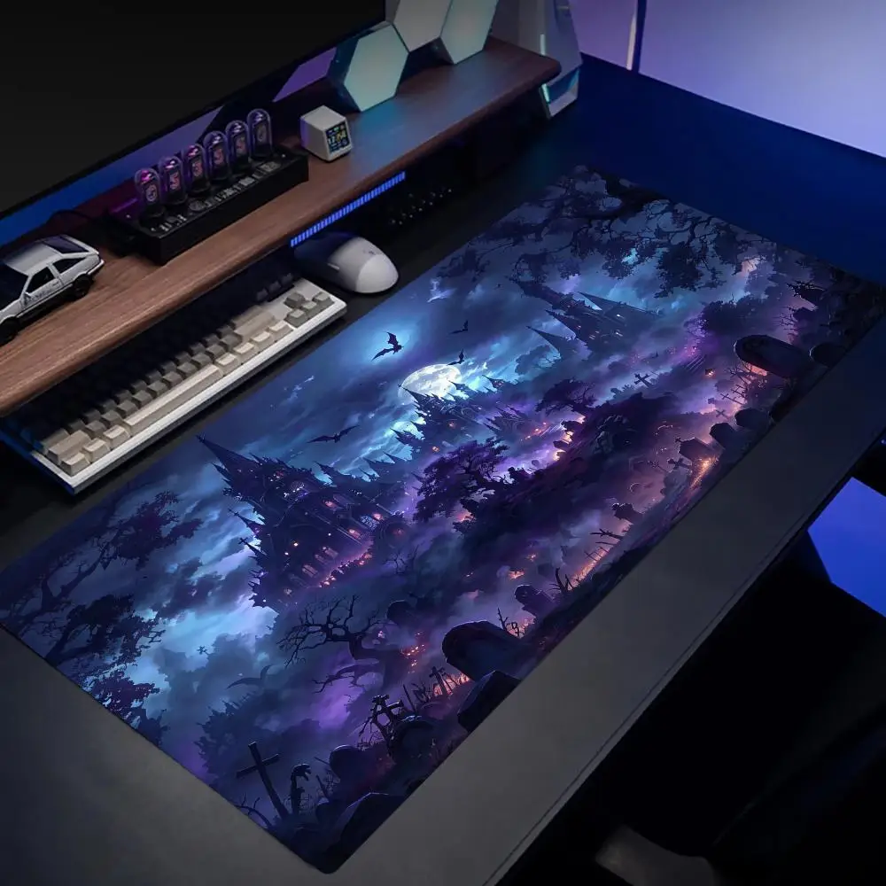 Moonlit Gothic Mousepad Desk Mats Laptop Accessories Desk Gadgets Gaming Office Mouse Mat Playmat Keyboard Gamer Decoration Rug