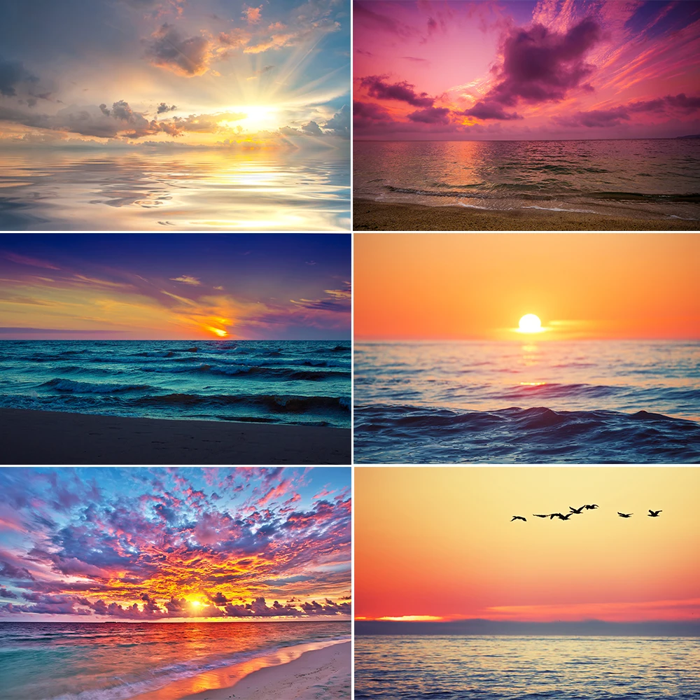 Beach Sky Colorful Cloud Sunset Nature Scenery Portrait Photocall Backdrop Photoboth Studio Shoot Photography Background Props