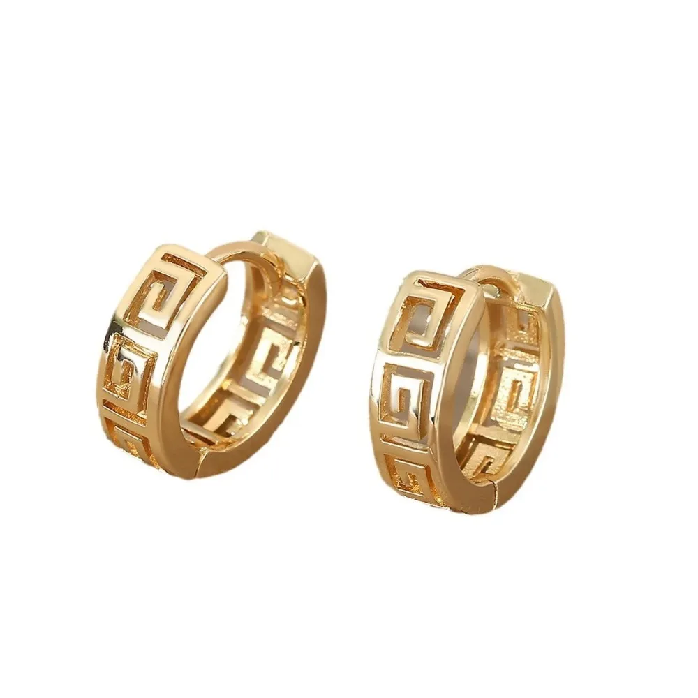 Copper Temperament Retro Geometric Clip Earrings,  Simple and Fashionable Women's Earrings, Simple Geometric Pattern Earrings image 5