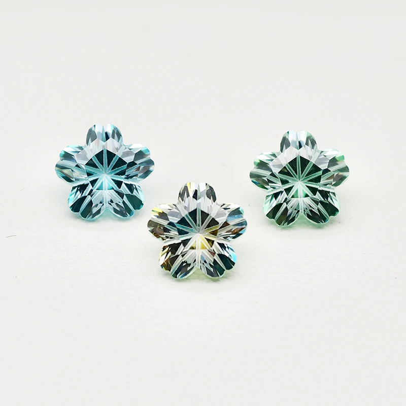 5A Pink/White/Yellow/Purple Colors Pentagon Sakura Cut Cubic Zirconia Loose Gemstones for Jewerly Making