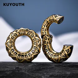 KUYOUTH Vintage Stainless Steel Pattern Magnet Ear Weight Earring Stretchers Body Jewelry Piercing Expanders 2PCS