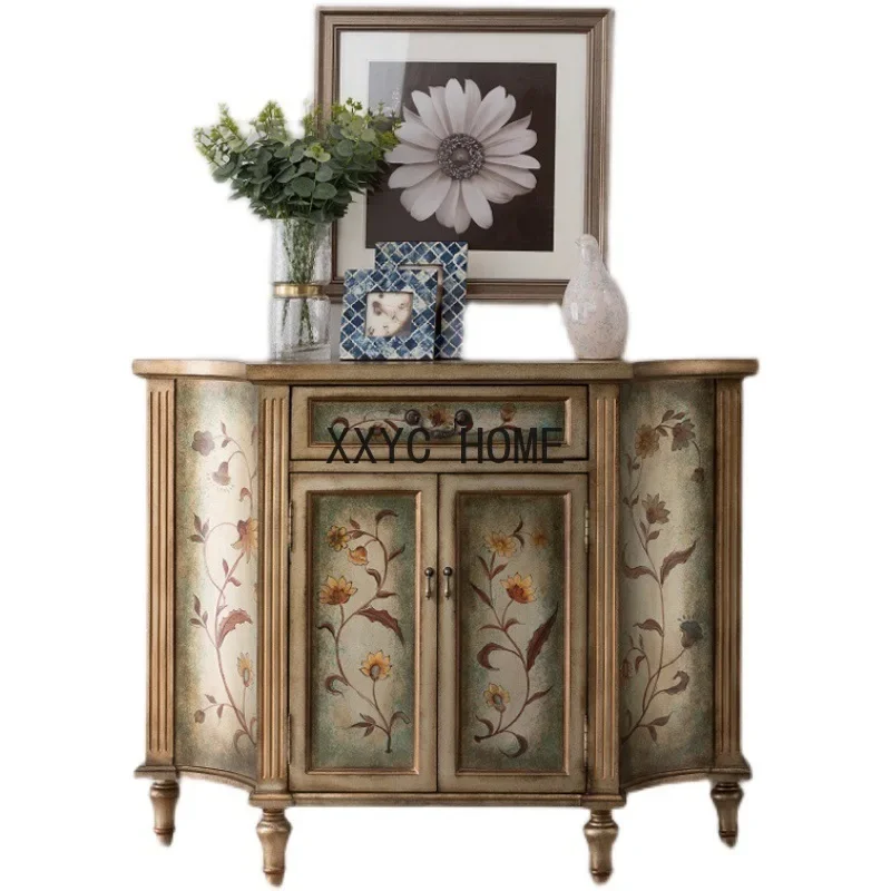 

Entrance Cabinet Vintage Painted Aisle Cabinet Solid Wood Sideboard Curio Cabinet