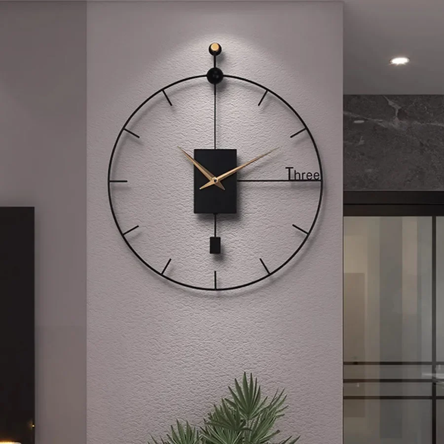 

Home Wall Clock Decoration Round Minimalism Round Unique Wall Clock Living Room Hands Black Modern Design Art Wanduhr Home Decor