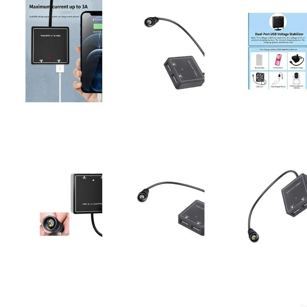 193A 2Pin Aviation Plug to Double USB Converter Charging Module for Smartphone
