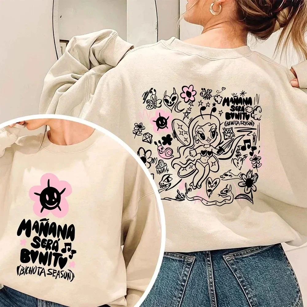 2024 Winter Karol G Sweater Sweatshirt Bestie Y2k 90s Retro 2 Side Print Hoodie Mañana Será Bonito New Concert Pullover Coat