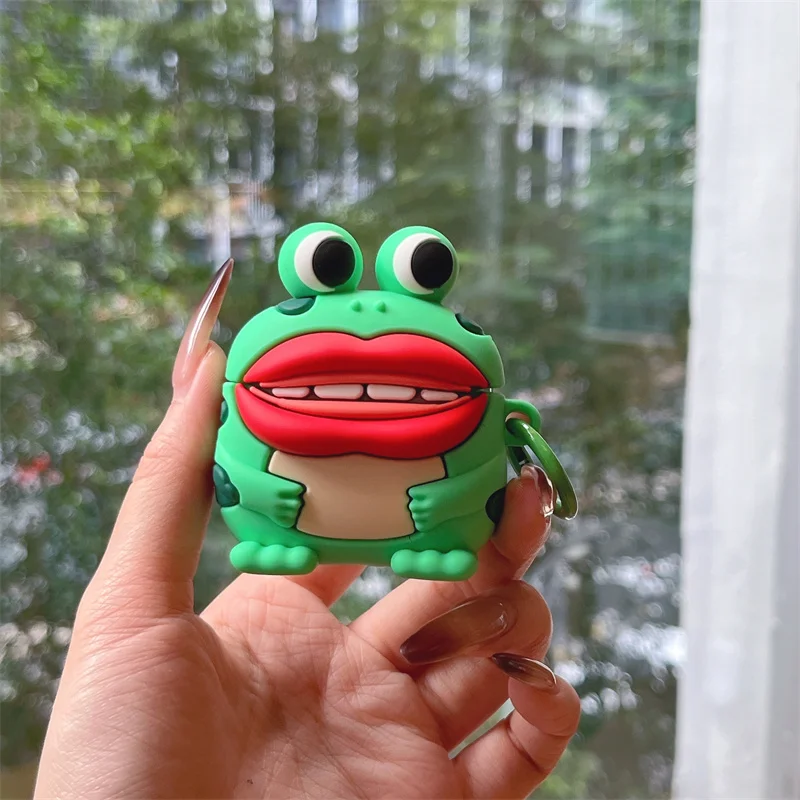 

For AirPods 4 Case Protect Cover For Apple Airpods 1 2 3 4 Pro 2 cartoon frog Kids Silicone Earphone Case Accessories Cover
