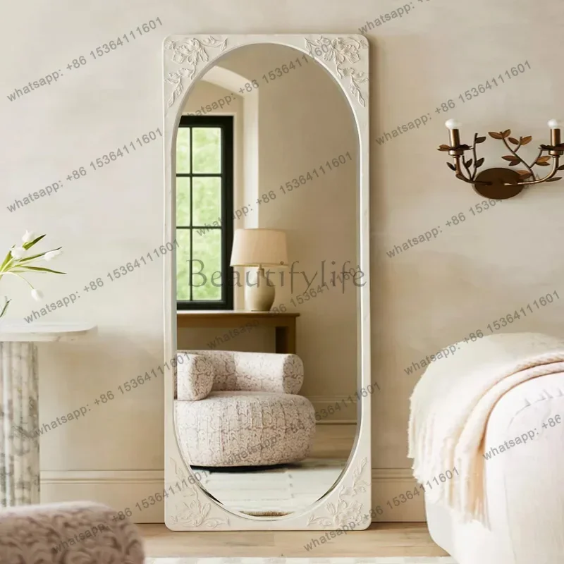 

Antique carved floor mirror French clothing store fitting mirror Home living room decorative mirror