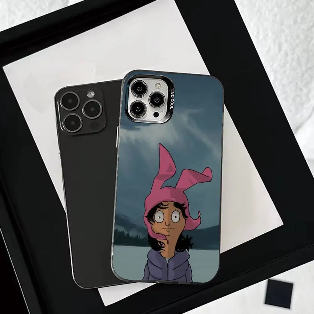 حافظة هاتف C-Cartoon Bobs B-Burgers لهاتف iPhone 16,15,14,13,12,11,Mini,Pro,SE,MAX غطاء أبيض غير لامع مقاوم للصدمات