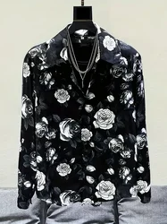 Men's Black Series 3D Printed Long Sleeve Shirts Fashionable And Casual Business Shirt men's Oversized Breathable Lapel Tops