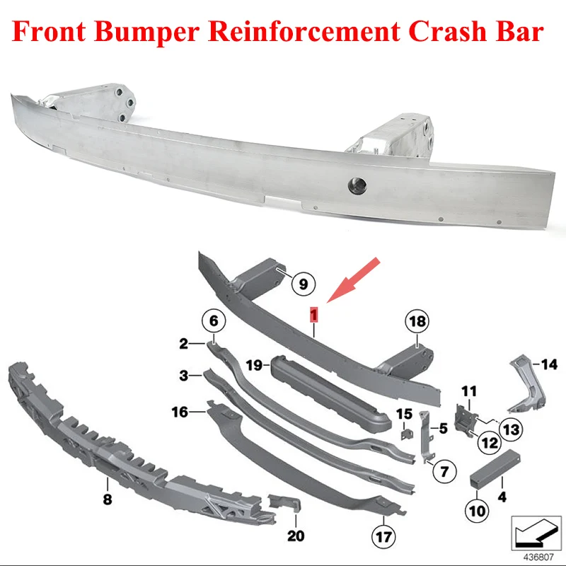 For 10-17 BMW 5 Series F11 F10 Front Bumper Reinforcement Crash Bar 51117200705