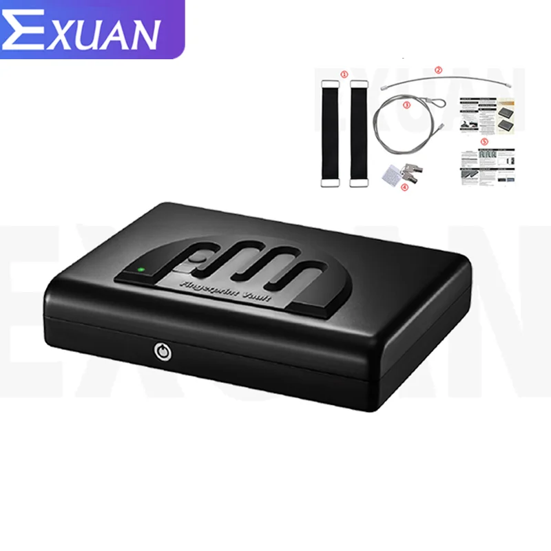 Biometric Gun Safe  Solid Steel Security Gun Key Valuables Jewelry Box Protable Security Fingerprint Stor Gun Safe with Key