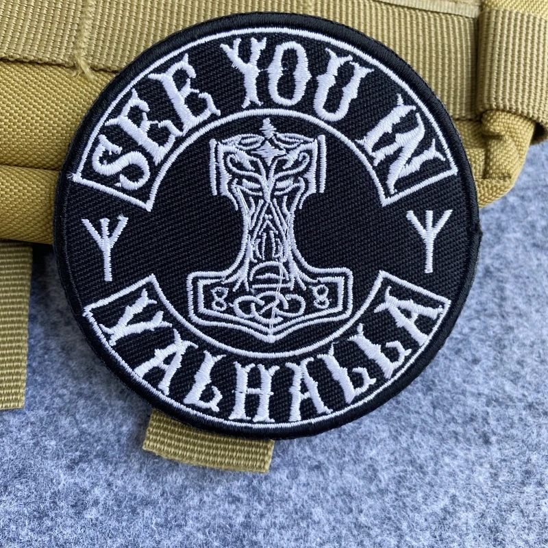 Nordic Invasion Morale Badge Embroidery on Clothes Patches See You in Valhalla Backpack Tactical Stickers Accessories Emblems