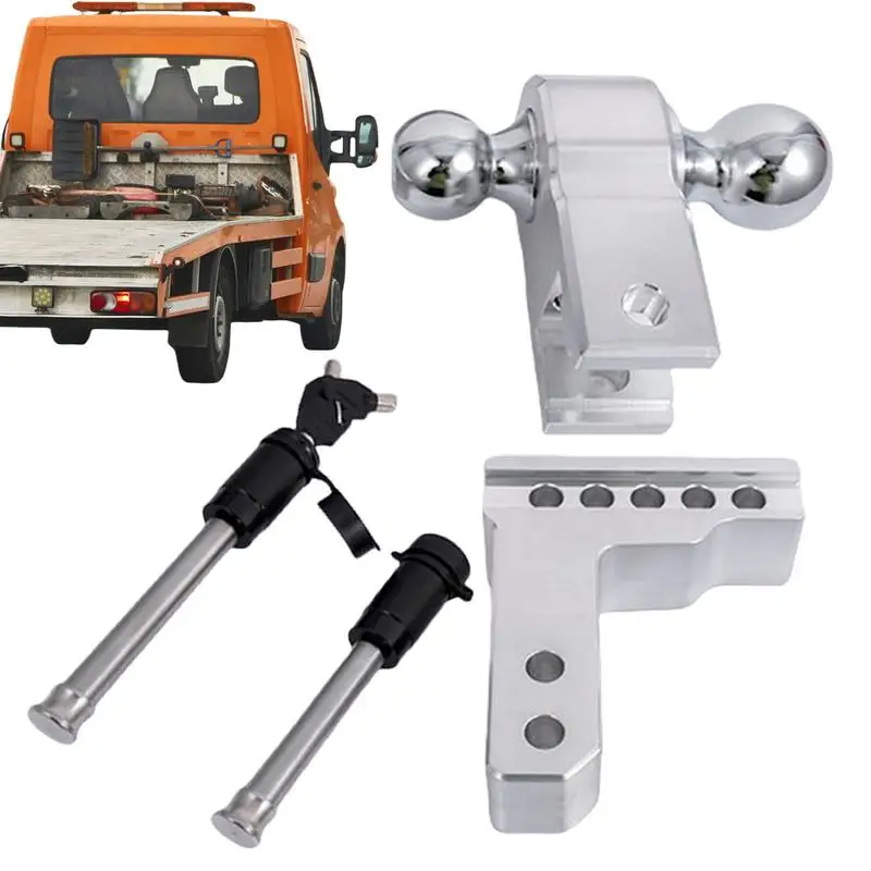 Trailer Hitch Mount Rise Adjustable Trailer Tow Hitch Duals Ball Aluminum Alloy Duals Towing Ball Mount Receiver RV Parts