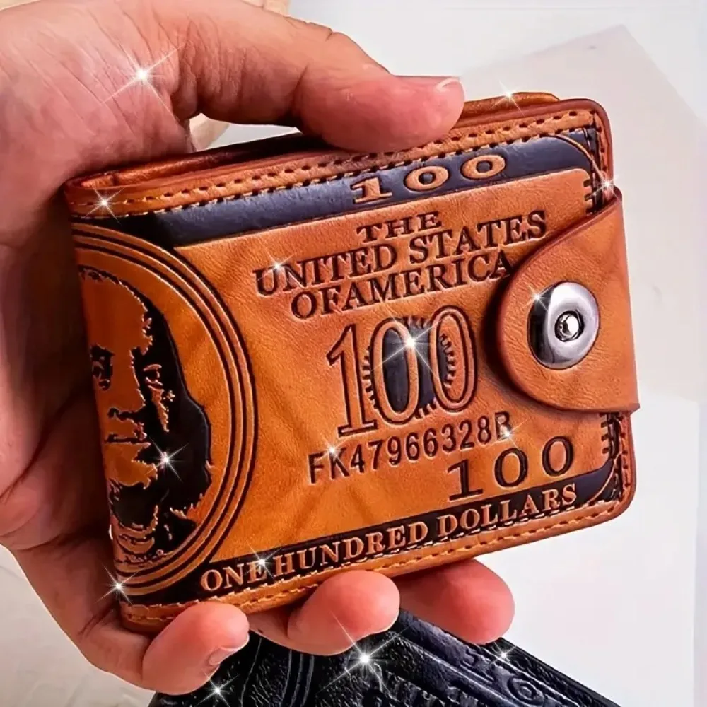 Carteira masculina carteira curta masculina com fivela dupla carteira multi slot carteira masculina, presente de aniversário de natal, presente de dia dos pais,