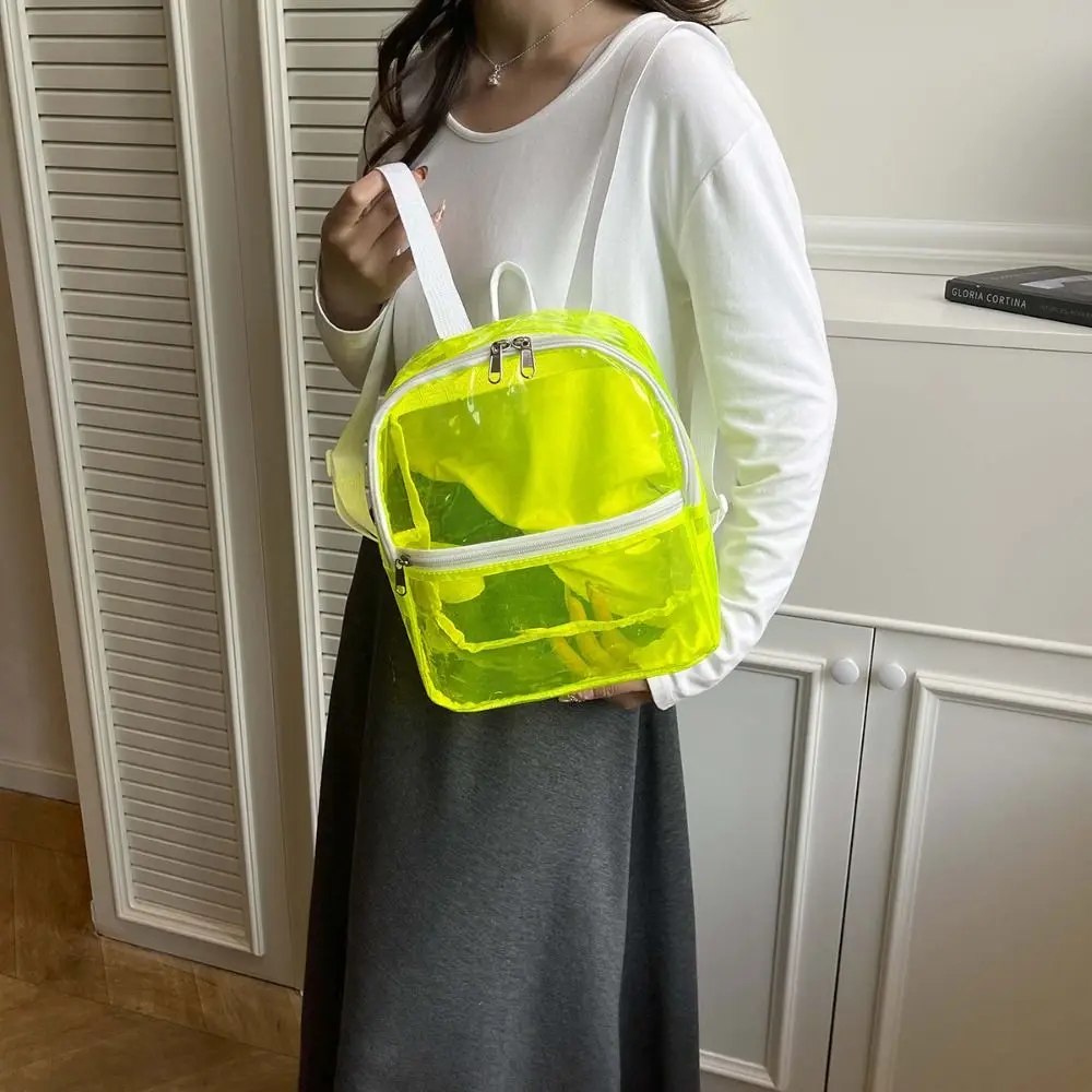 Clear PVC Transparent Backpack Multifunctional Pockets Adjustable Straps Jelly Beach Bag Water-Resistant Waterproof