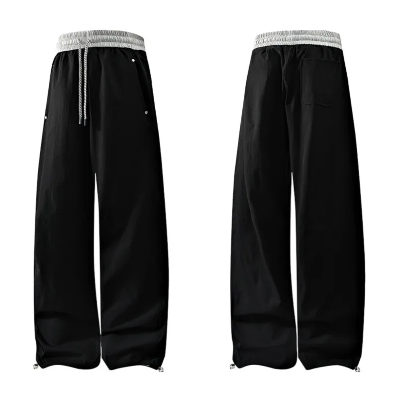 Men's Fashion Trend Loose Breathable Straight Leg Pants for Outdoor Sports Breathable Sweat Absorbing Fast Drying Ice Silk Pants