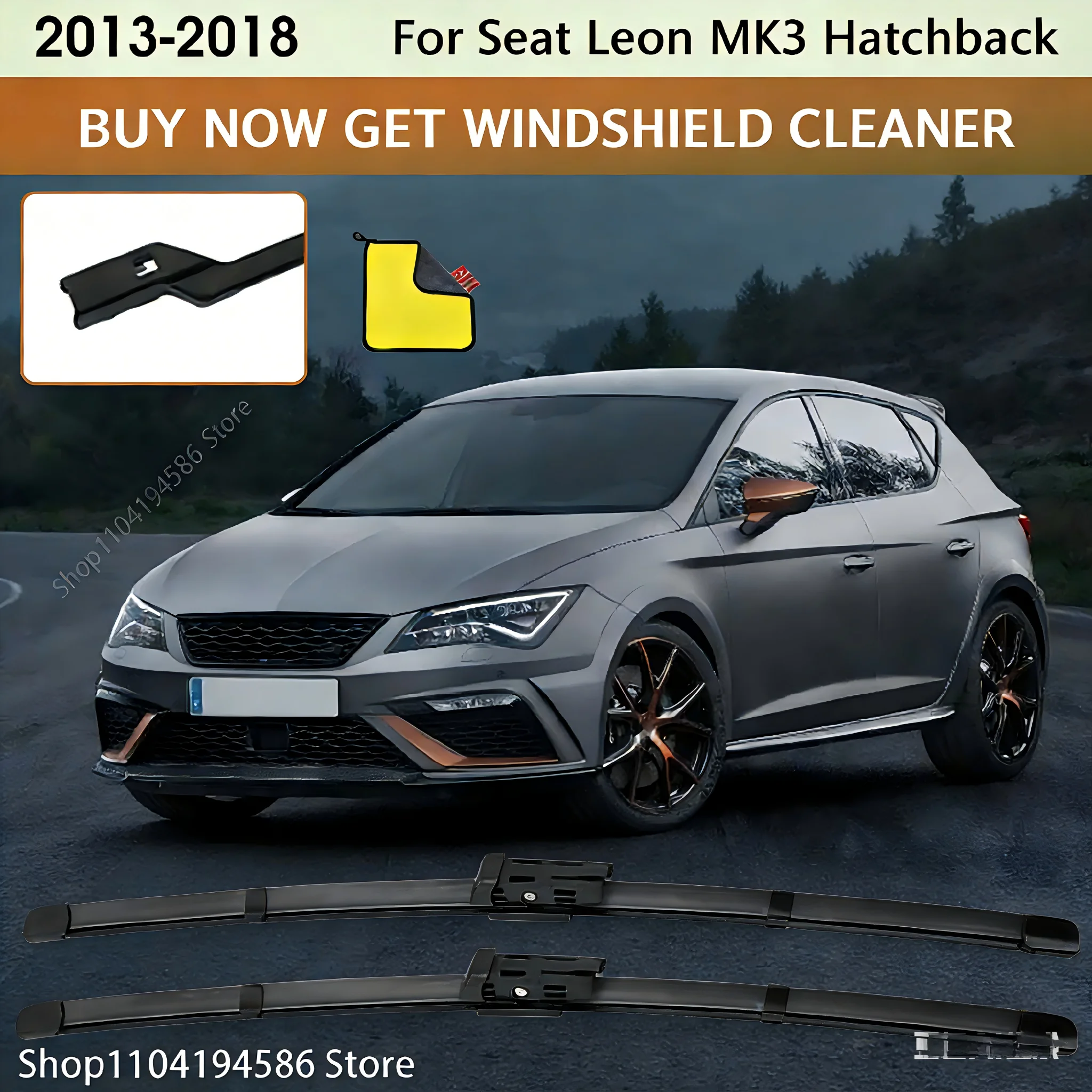 

For 2013-2018 Leon MK3 hatchback 26-inch+16-inch car wiper front blade mounting button front windshield wiper auto accessories