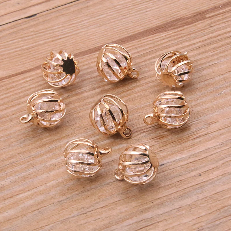 10Pcs 11*14MM 2 Color Antern Spring Spiral Bead Cages Pendants Charm For Women Men DIY Necklace Bracelet Making Accessorie