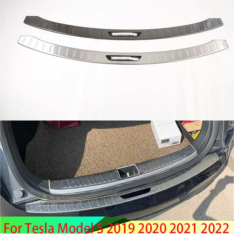 

Для Tesla Model S 2019 2020 2021 2022 Нержавеющая сталь защита заднего бампера оконный порог внешние плавки декоративная пластина педаль