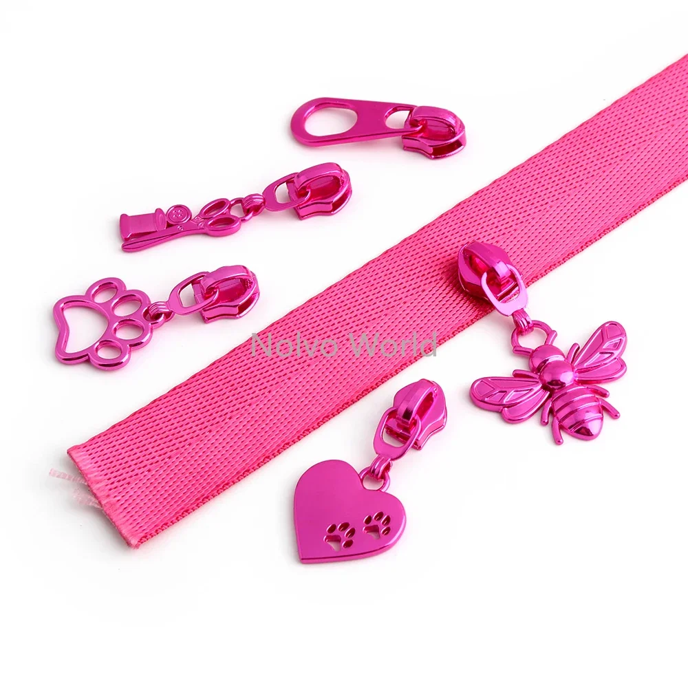 10/30/100PCS Colorful Scissors/Bee/Paw Shape 5# Nylon Metal Zipper Sliders For Sewing Garment Bags Backpack Handbag Accessories