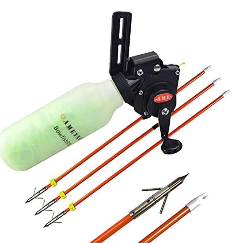 Ensemble de moulinet de pêche Bowfishing, ULde 40m, outil de pêche Bowfishing, flèche de tir à l\'arc, arc à poulies, arc classique, ULde pêche de