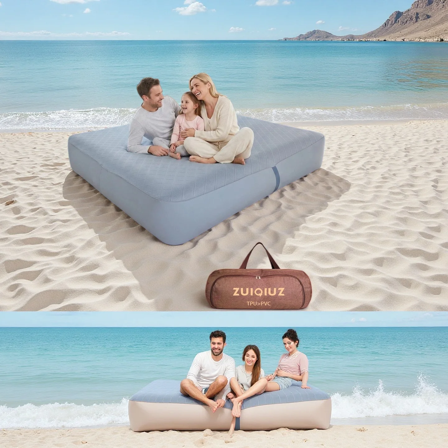 Drop Stitch Inflatable Car Bed Mattress Outdoor Travel TPU Air Pad Bed Queen Size 2m*1.8m Camping Glamping Waterproof Air Beds