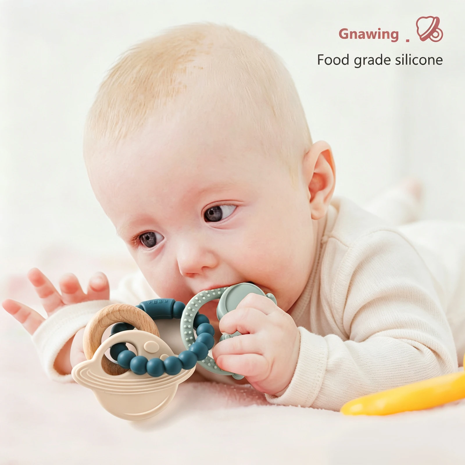 Silicone Baby Teething Ring, Finger-Shaped, BPA-Free, Easy to Clean, Multicolor, Portable Gift for 1–2Y Infants/Toddlers