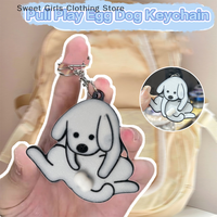 Creative Pull Play Egg Dog Keychain Pendant Cute And Funny Rotatable Acrylic Bag Pendant For Women Keyring For Car Key Purse Bag