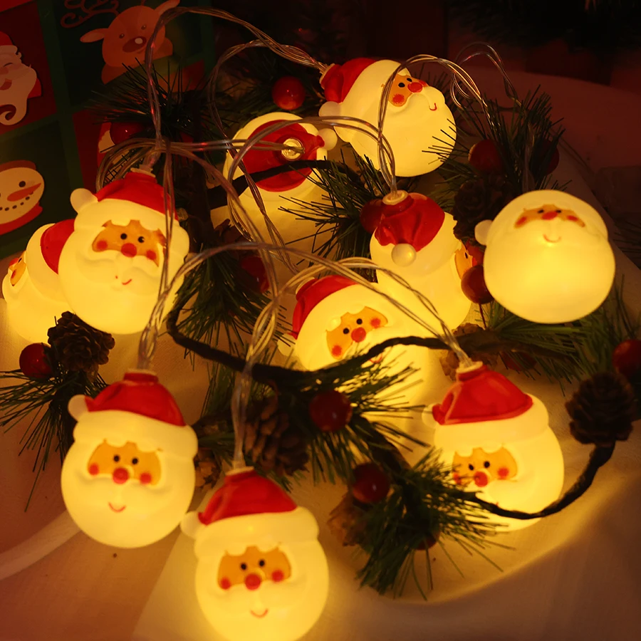 Świąteczne lampki LED Święty Mikołaj, lampki choinkowe, dekoracyjne lampki tworzące świąteczną atmosferę, lampki sznurkowe na choinkę.