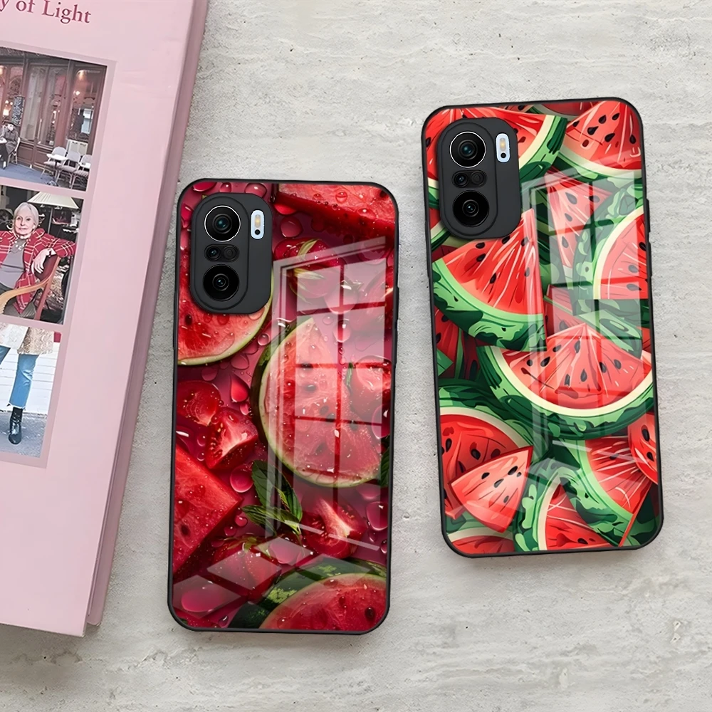 Cute Summer Fruit Watermelon Phone Case For Xiaomi 14 12 Pro 11t 13 Lite POCO M6 M5 X6 X5 X3 NFC F5 F6 Pro Tempered Glass Cover