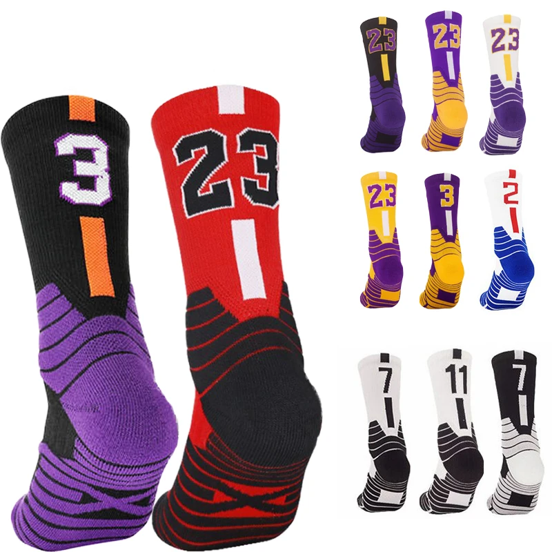 

Sports Anti Socks Long Basketball Outdoor Man Breathable Socks Trendy Slip Profession Cycling Socks Basketball Number Socks