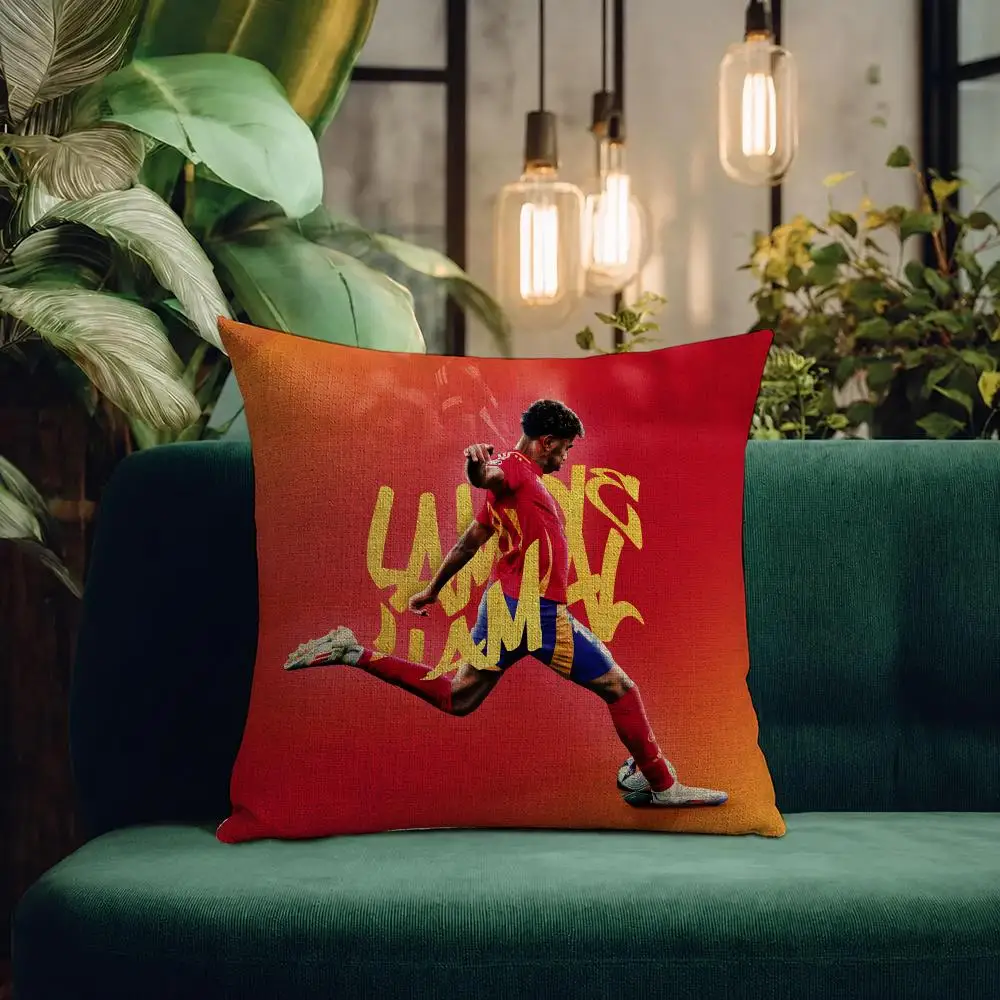 Football Player Lamine Yamal Cushion Cover Natural Linen Pillowcase Set All-in-One Decor Cushion Cover for Sofa Bedroom Chair
