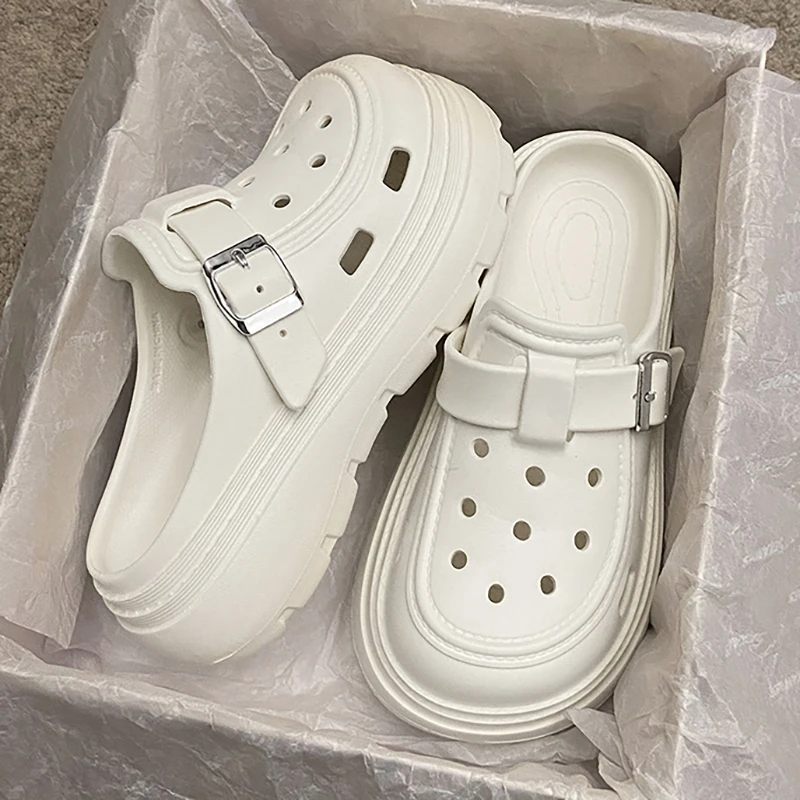 

Новые женские летние уличные сабо, садовые туфли из ЭВА, пляжные сандалии с защитой от запаха, на толстой подошве, с вырезами