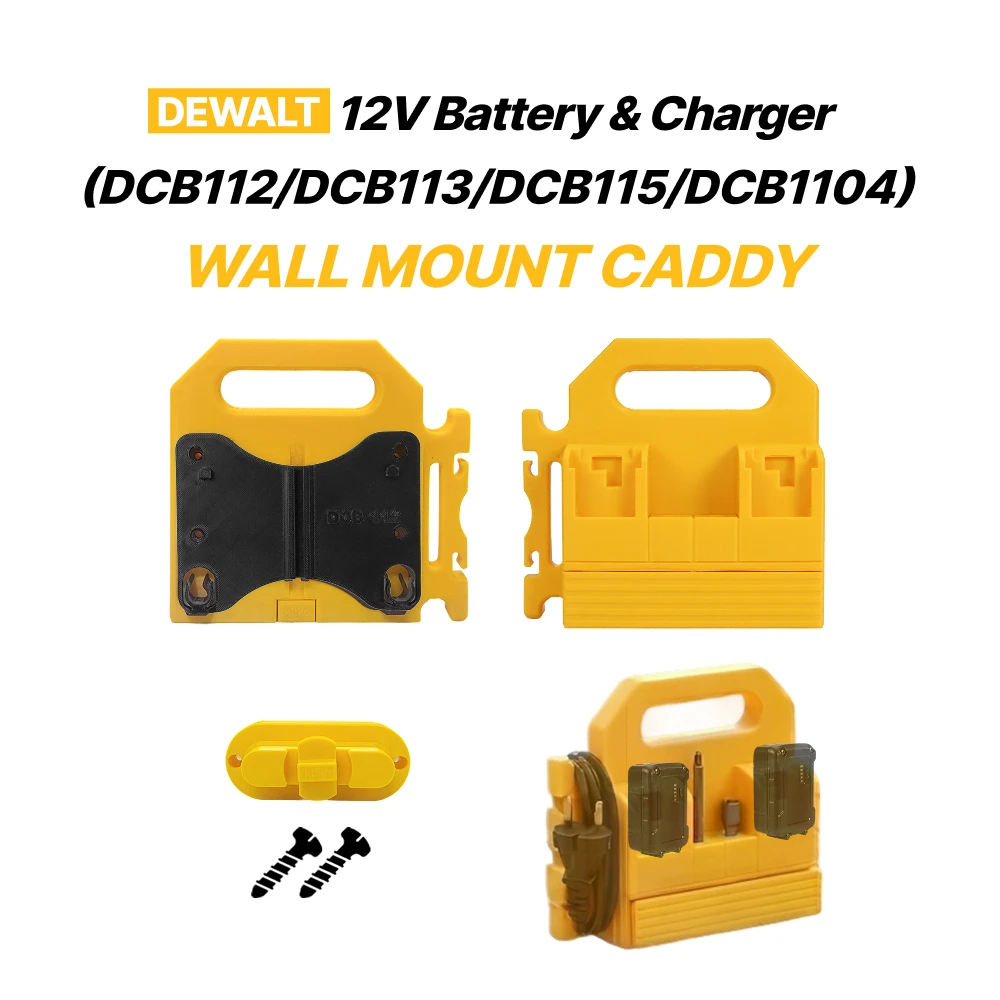 compatible-dewalt-12v-battery-charger-wall-mount-caddy-dcb112-dcb113-dcb115-dcb1104-storage-holder