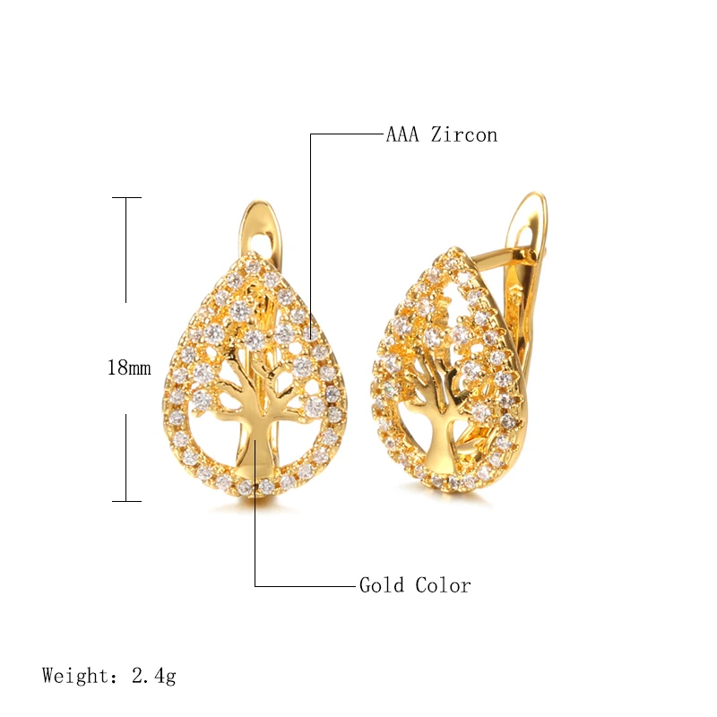 SYOUJYO Water Drop English Earrings For Women Vintage Natural Zircon Luxury Wedding Jewelry Fashion Hollow Tree Earrings image 6