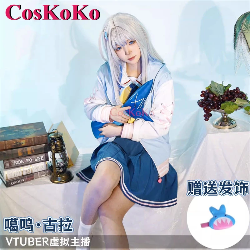 CosKoKo Gawr Gura Cosplay Anime VTuber Hololive Costume Sweet Lovely School Uniform Halloween Party Role Play Clothing XS-XXL