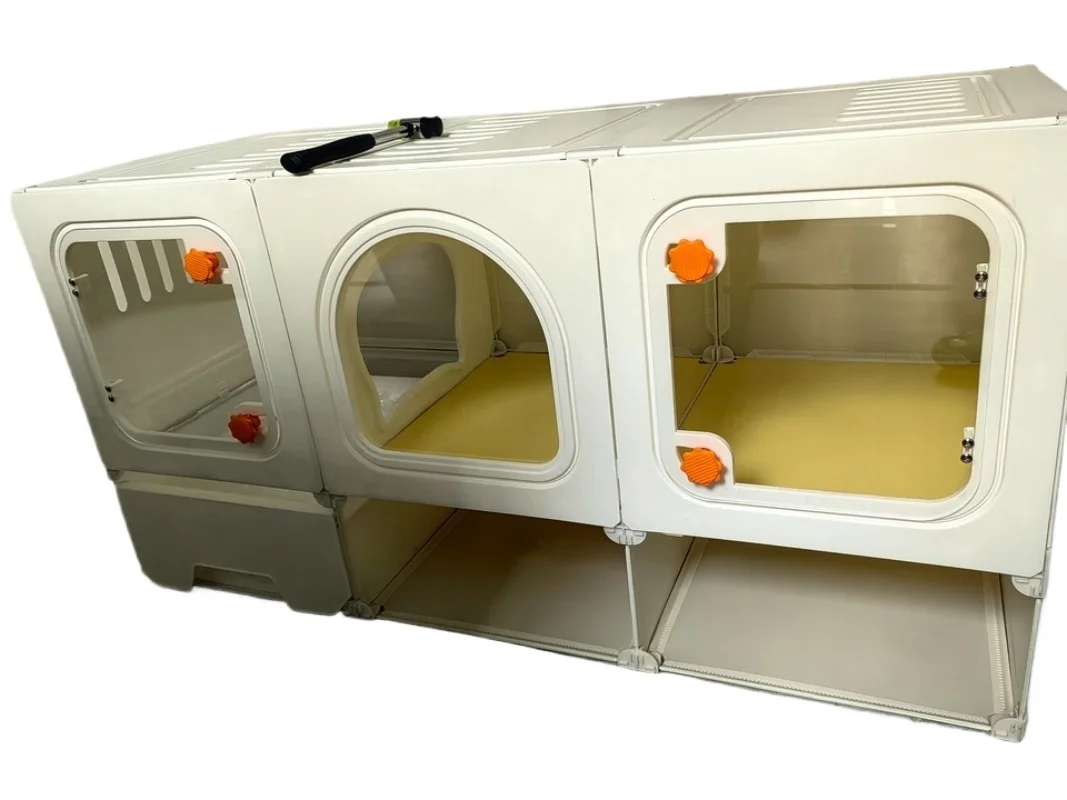 Luxury Cat Villa Cage with Bed and Litter Box Indoor Cat House with Bedroom and Rest Area Space-Saving Pet Condo for Small Large