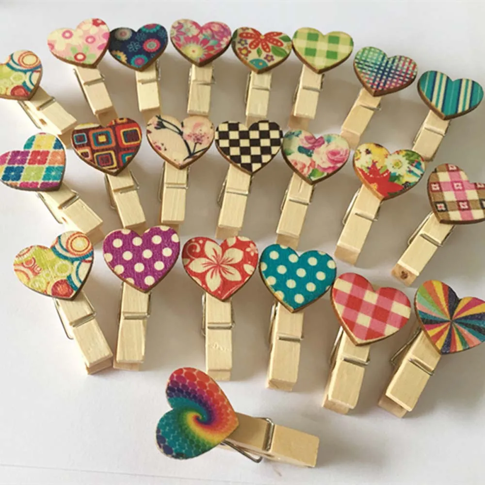 DIY Photo การ์ด Peg กระดาษ Memo คลิปตกแต่งบ้านไม้ Clothespin หัตถกรรมคลิปคลิปไม้โปสการ์ดคลิปคลิปภาพ