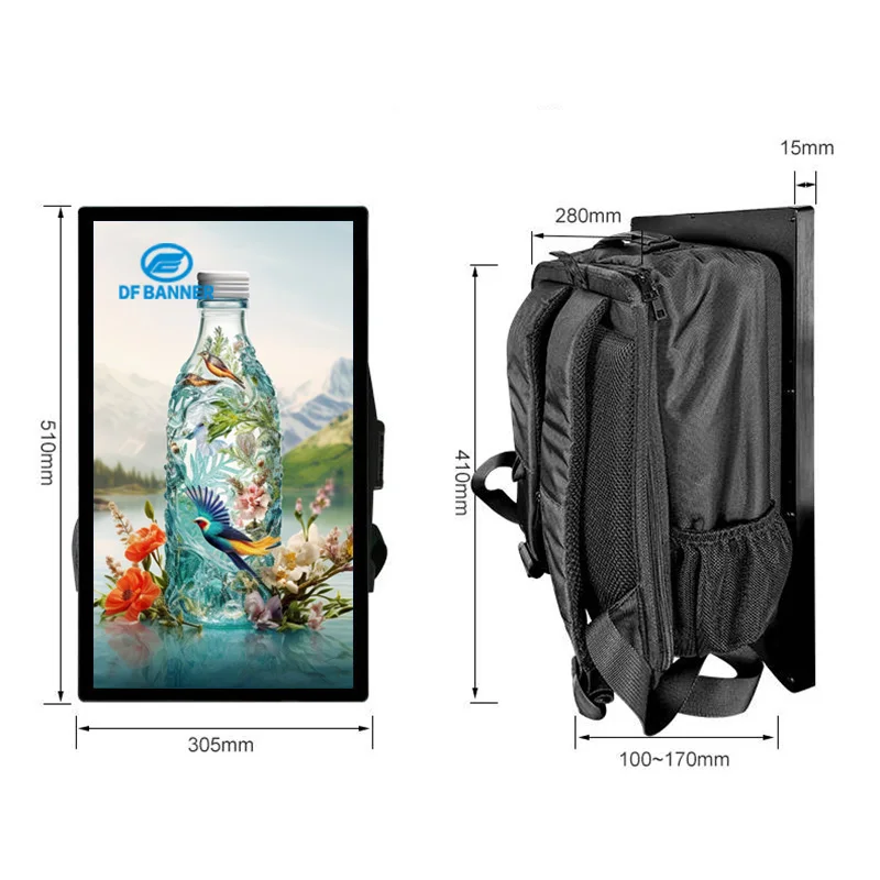 Factory Wholesale High Quality Led Outdoor Advertising Backpack Billboard Movable Digital Display Light Box With Lcd Screen