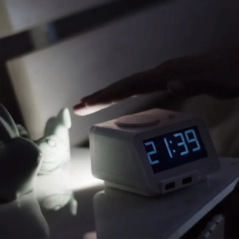 Creative Multifunctional LED Music Alarm Clock Silent Luminous Night Light for Children Bedside Use