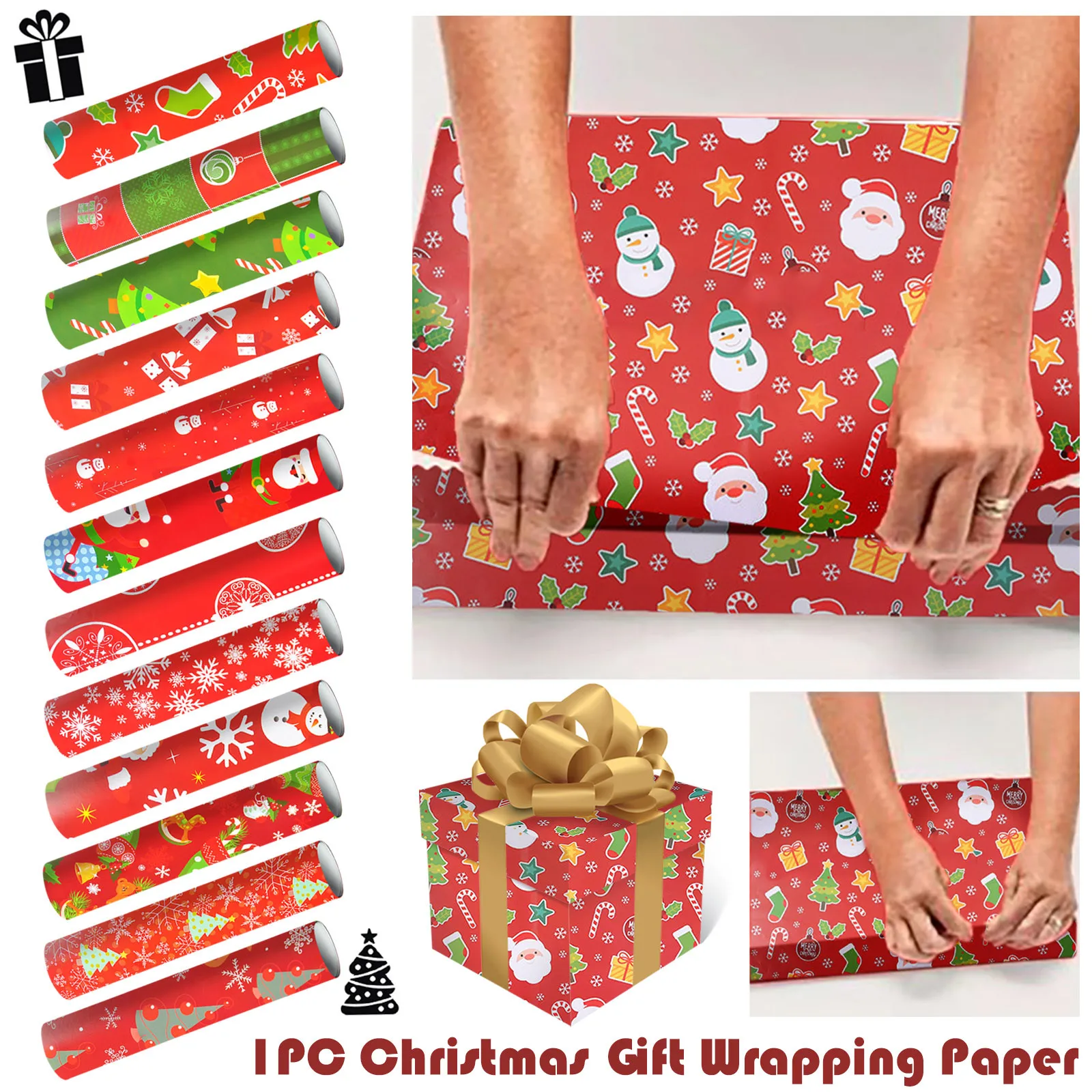 1PCs ( 75cmX51cm, 4.11 Square Feet)Single-sided Christmas Wrapping Paper, Classic Foil Christmas Wrap Penguin Wrapping Paper