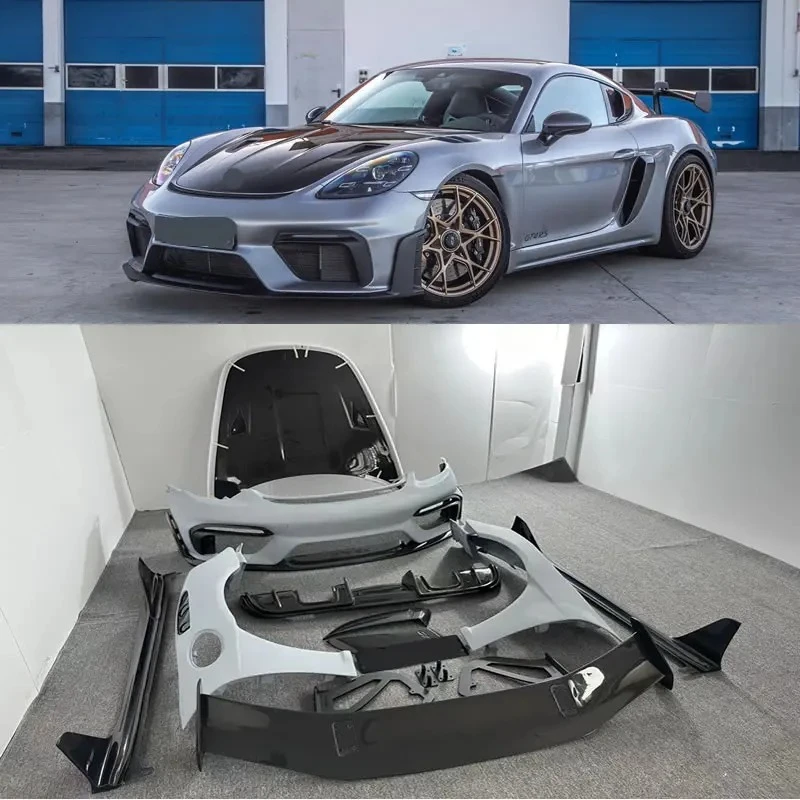 

Для Porsche Boxster Cayman 718 GT4RS PP передний бампер из углеродного волокна, задний диффузор, задний спойлер, боковые крылья, комплект кузова