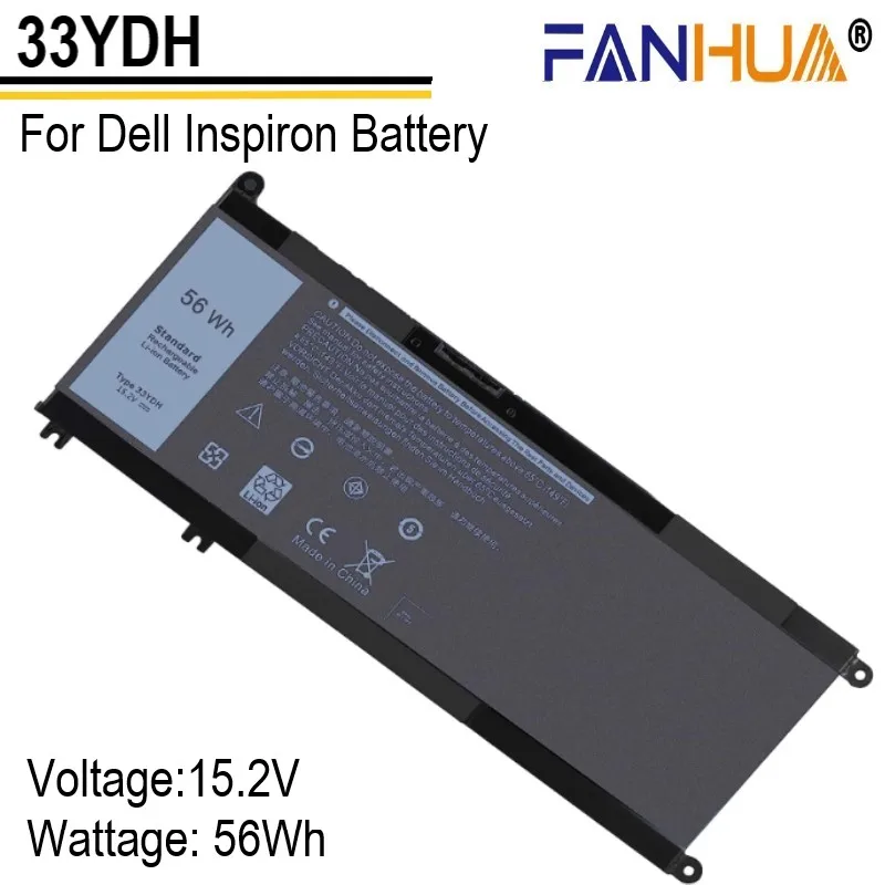 

100% New 15.2V 56Wh 33YDH Laptop Battery For Dell Inspiron 17 7778 7779 7773 15 7577 G3 15 3579 5587 17 3779 7588 P30E Series