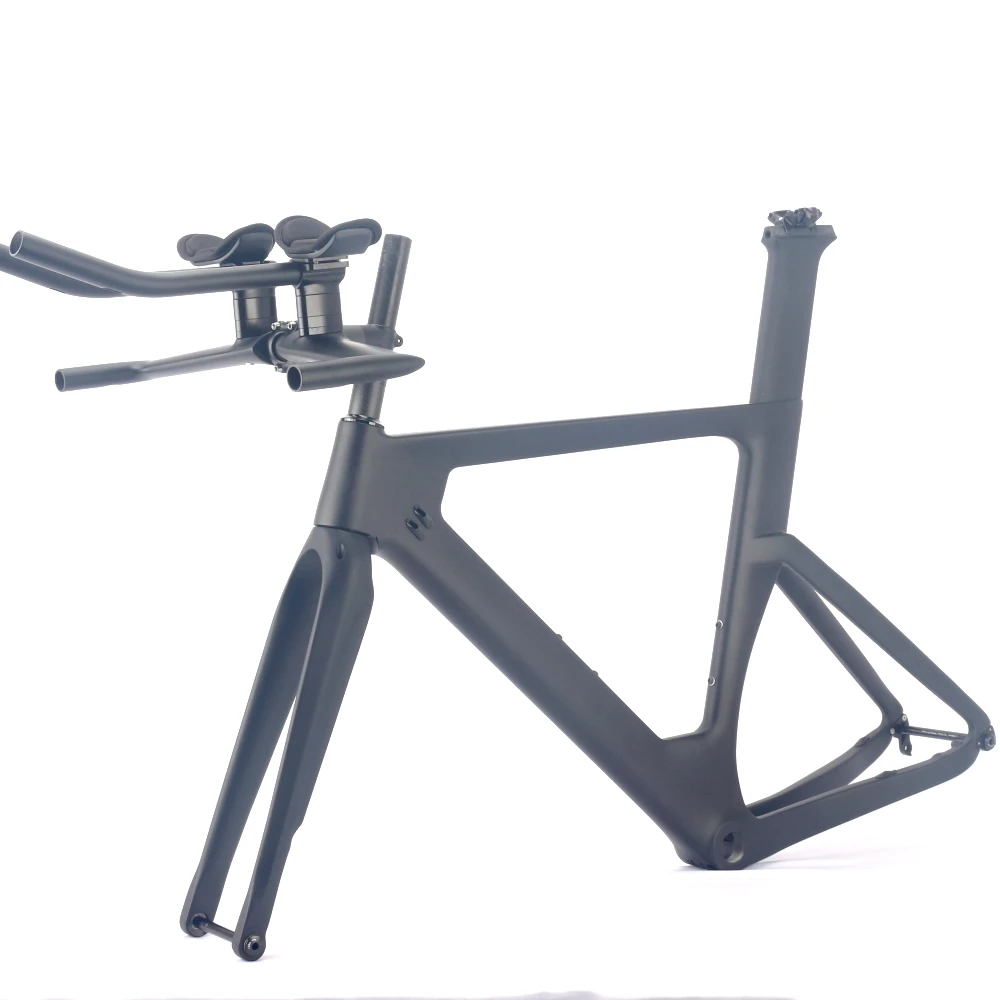 Carbon Bicycle Frame, Disc Brake, Triathlon Bike Frame, Includes TT Bar Fork Seatpost Stem, Internal Cable, S, M, L, XL