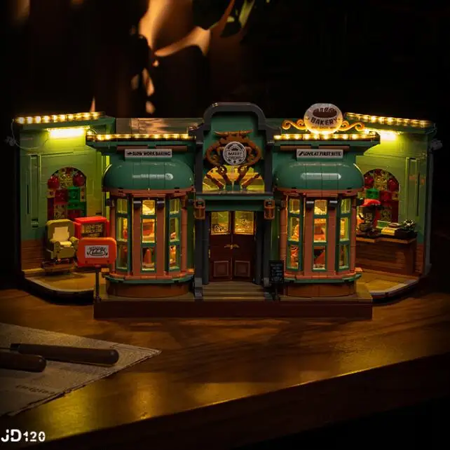 2014 PCS European Architecture Style Bakery Building Street Scene Model Blocks High Difficulty Educational Toys Children Gift