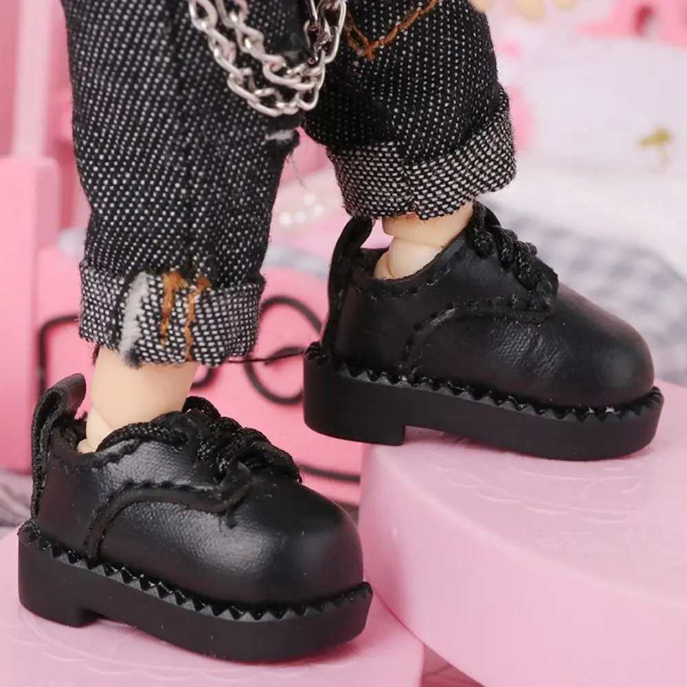Con cordones Obitsu11, zapatos para juego de simulación, bonito atuendo, botas de cuero para muñecas, zapatos para muñecas de cuero de vaca negro y marrón 1/12BJD