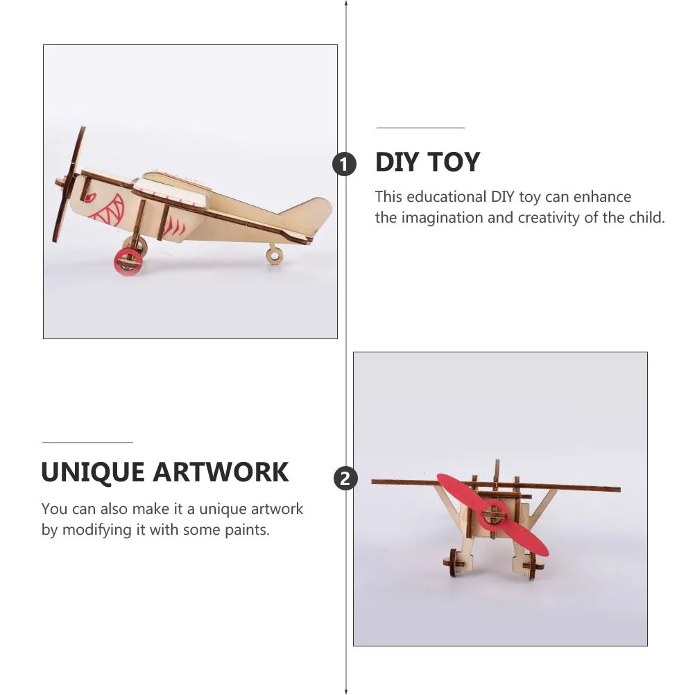 1 Juego de rompecabezas de avión de madera cortada 3D DIY, juego educativo artesanal para niños, mejora la creatividad, decoración de escritorio para el hogar