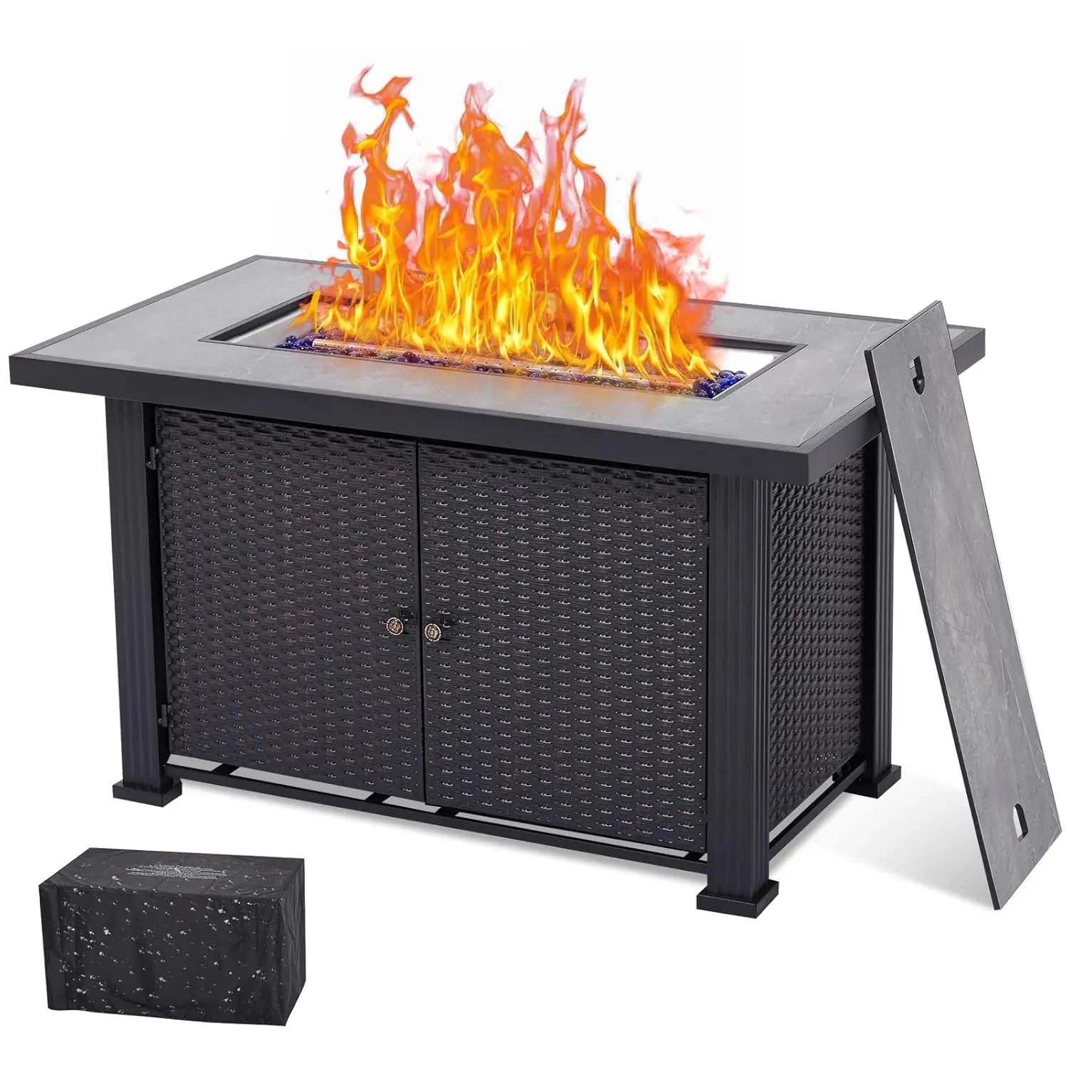 

44in Propane Fire Pit Table 50000BTU Rectangle w/ Cover & Lid Steel CSA Safe Garden Patio Deck Customized